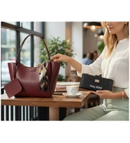 Givenza Anneler Gününe Özel  Kişiye Özel Cüzdan & Kolye Hediyeli Şık Kadın Çanta Seti (Bordo Cilt)
