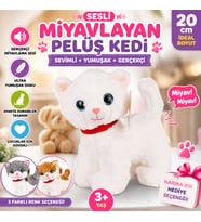 Sesli Miyavlayan Peluş Kedi 20 cm Yumuşak Sevimli Ayakta İnteraktif Oyuncak