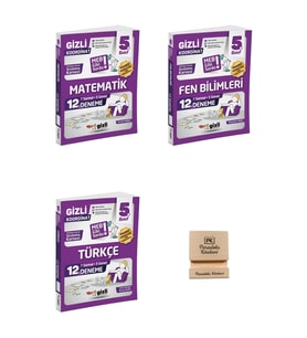 Gizli 5. Sınıf Matematik Fen Bilimleri ve Türkçe 12'li Deneme-MEB Gibi Sordu 3lü Set+Telefon Standı
