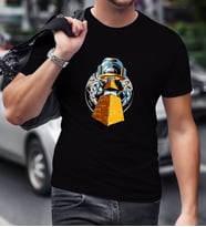 BK Gift Ufo Tasarımlı Siyah T-Shirt-1