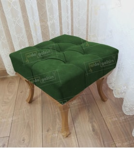 Kapitoneli Makyaj Pufu Ayak Ucu Puf Gold Ayak (45*45) (Yeşil)