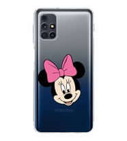 Samsung Galaxy M31s  Kamera Korumalı Kapak Minnie Mouse Tasarımlı  Şeffaf  Kılıf