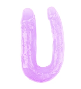 Hi-Rubber Şeffaf Jel Çift Taraflı Eğik Dildo - 17cm Mor