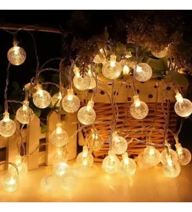 5M 28 Led Kristal Top Gün Işığı Şeffaf Kablo Fişli Eklemeli