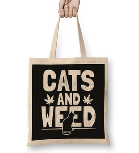 Cat Weed Shirt Cats And Weed Gift Kedi Bez Çanta Uzun Saplı