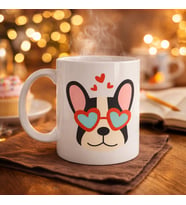 Northcity French Bulldog Porselen Kupa - Sevimli Köpek Tasarımlı Kahve Bardağı