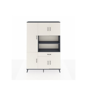 Arges Dolap 10 Raflı Tek Çekmeceli 6 Kapaklı 132x30x195 Antrasit-Aytaşı/Aytaşı