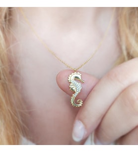 925 Ayar Gümüş Denizatı Kolye (Gold)