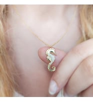 925 Ayar Gümüş Denizatı Kolye (Gold)