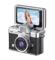 Cepaks Lk-027 Siyah Retro Mini Dijital Fotoğraf Makinesi HD Video, Katlanabilir Ekranlı 48 Mp Flaşlı