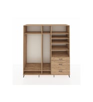 Kronos Dolap 9 Raflı 3 Çekmeceli 3 Askılı 220x59x243 Çam-Çam/Çam