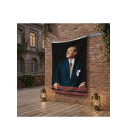 Istikbal Göklerdedir Atatürk Portresi poster Bayrak Raşel Kumaş 100x150 cm ATA32