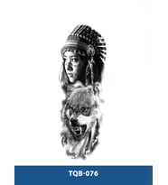 TQB-076 KIZILDERİLİ KADIN VE KURT DESEN GEÇİCİ KOL DÖVMESİ-TATTO