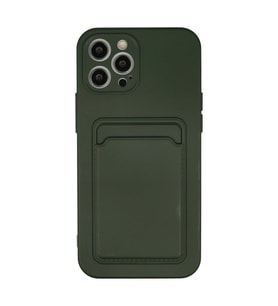 Apple İphone 12 Pro Max Kılıf Kelvin Kartvizitli Silikon - Koyu Yeşil