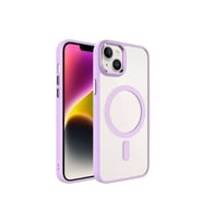 Apple iPhone 13 Uyumlu Kılıf Wireless Şarj Özellikli Zore Krom M-safe Silikon Kapak (Açık Pembe)
