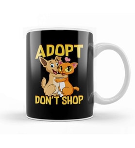 Adopt Don't Shop Cute Cat & Dog Rescue Adoption Kupa Bardak Porselen