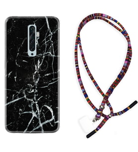 Oppo Reno 2Z 4 Lite 4 Pro 5 6 7 A31 Kılıf Boyun Asklı Rasta Silikon Black Marble 3 1382