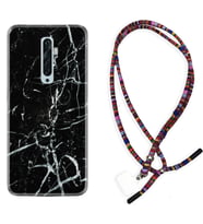 Oppo Reno 2Z 4 Lite 4 Pro 5 6 7 A31 Kılıf Boyun Asklı Rasta Silikon Black Marble 3 1382