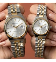 Sevgili Çift Kol Saati Seti Erkek 40 mm Kadın 28 mm Çelik Kordon Altın/Metalik 2 Yıl Garantili