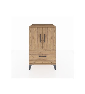 Hyperion Komodin 2 Raflı Tek Çekmeceli 2 Kapaklı 60x44x96 Çam-Çam