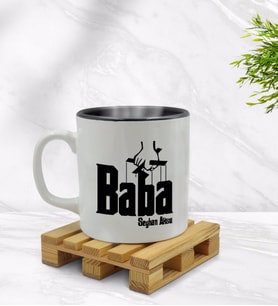 BK Gift Kişiye Özel Baba Godfather Tasarımlı İçi Siyah Renkli Kupa Bardak Model 5