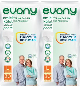 Evony Hasta Bezi Yetişkin Emici Külot L-Büyük 60 Adet (2PK*30)