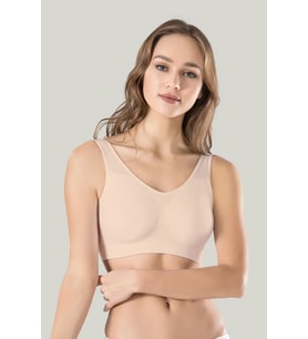 Kadın Gri Kalın Askılı Çıkarılabilir Pedli Örme Seamless Dikişsiz Basic Büstiyer