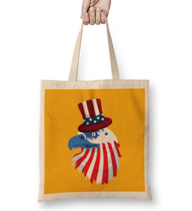 Eagle Happy İndependence Day 4th Of July Gift Bez Çanta Uzun Saplı