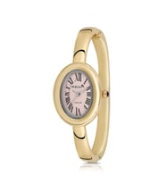 Polo Air Kelepçeli Oval Kasa Romen Rakamlı Kadın Kol Saati Gold Pembe Renk PL-1589B5x (Pembe-Altın)