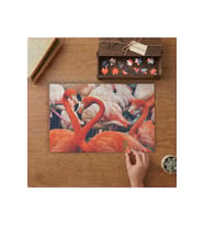 Turuncu ve Beyaz Flamingolar Tasarımı 240 parça Ahşap Puzzle Ahşap Kutuda MP05466