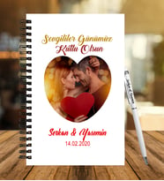 Sevgililer Gününe Özel  Ahşap Defter Kalem Hediye Seti 23