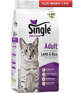 Single Yetişkin Kuzulu Kedi Maması 1 kg AÇIK