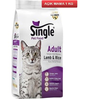 Single Yetişkin Kuzulu Kedi Maması 1 kg AÇIK
