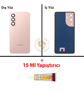 Samsung Galaxy S26 Plus Pembe Renk Lensli Arka Kapak + B7000 Yapıştırıcı Arka Cam Batarya Kapağı Pil Kapağı Lazer Kesim Back Cover Galaxy S26 Plus Uyumlu