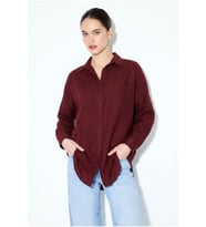 Kadın Pen Keten Gömlek Oversize