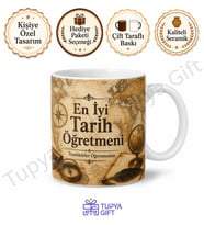 Tarih Öğretmenine Hediye Sublimation Baskılı Kupa Bardak Öğretmenler Günü