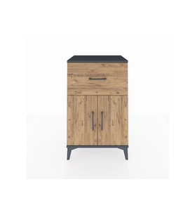 Hyperion Komodin Tek Raflı Tek Çekmeceli 2 Kapaklı 60x44x96 Antrasit-Çam