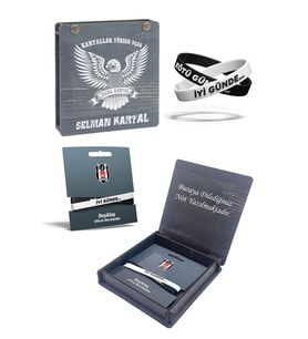 Beşiktaş Orijinal 2'li Silikon İyi Günde Kötü Günde Bileklik İsme Özel Kutulu (Siyah - Beyaz)