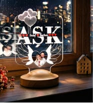Aşk Hediyesi, 14 Şubat Sevgililer Günü Kanatlı Kalp Fotoğraflı Özel LED Lamba, Sevgiliye - Eşe Romantik Hediye