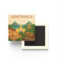 Guatemala - Guatemala - Paper Cut Art - Baskılı Buzdolap Magneti Kare - 9x9 cm