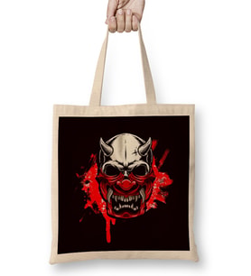 Japanese Art Samurai Skull Japan Ninja Shinobi Warrior Kendo-2 Bez Çanta Uzun Saplı