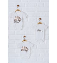 Pia Baby Premium %100 Pamuk İsme Özel Organik Baskılı Üçlü Set Çıtçıtlı Bebek Body Zıbın Modelleri 5086-18 (Ekru)