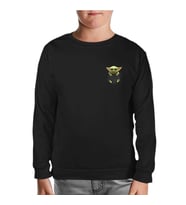 Baby Yoda - Pocket Siyah Çocuk Sweatshirt