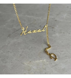 Kişiye Özel Tasarım İsim Sallantılı Harf Model Kolye 925K Gümüş (Gold)