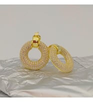 TAŞLI GOLD HALKA 925 AYAR GÜMÜŞ KÜPE