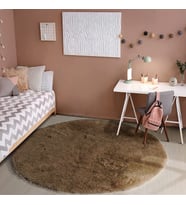 Rovigo Home Yuvarlak  Tüy Dökmez Tavşan Tüyü Post Halı Camel RVG6004YV 80x80 cm (Camel)