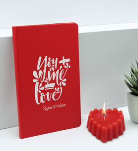 BK Gift Sevgililere Özel İsimli Kırmızı Defter ve Kokulu Kalp Mum Hediye Seti-12, Sevgiliye Hediye, Sevgililer Günü