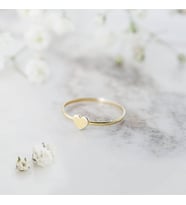 Kişiye Özel 925 Ayar Gümüş Minimal Kalp Yüzük (Gold)