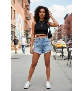 Giyim Kadın Siyah Modern Fit Çapraz Bağlamalı Crop Top Büstiyer