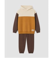 LCW Kids Kahverengi Renk Bloklu Erkek Çocuk Sweatshirt Ve Eşofman Altı